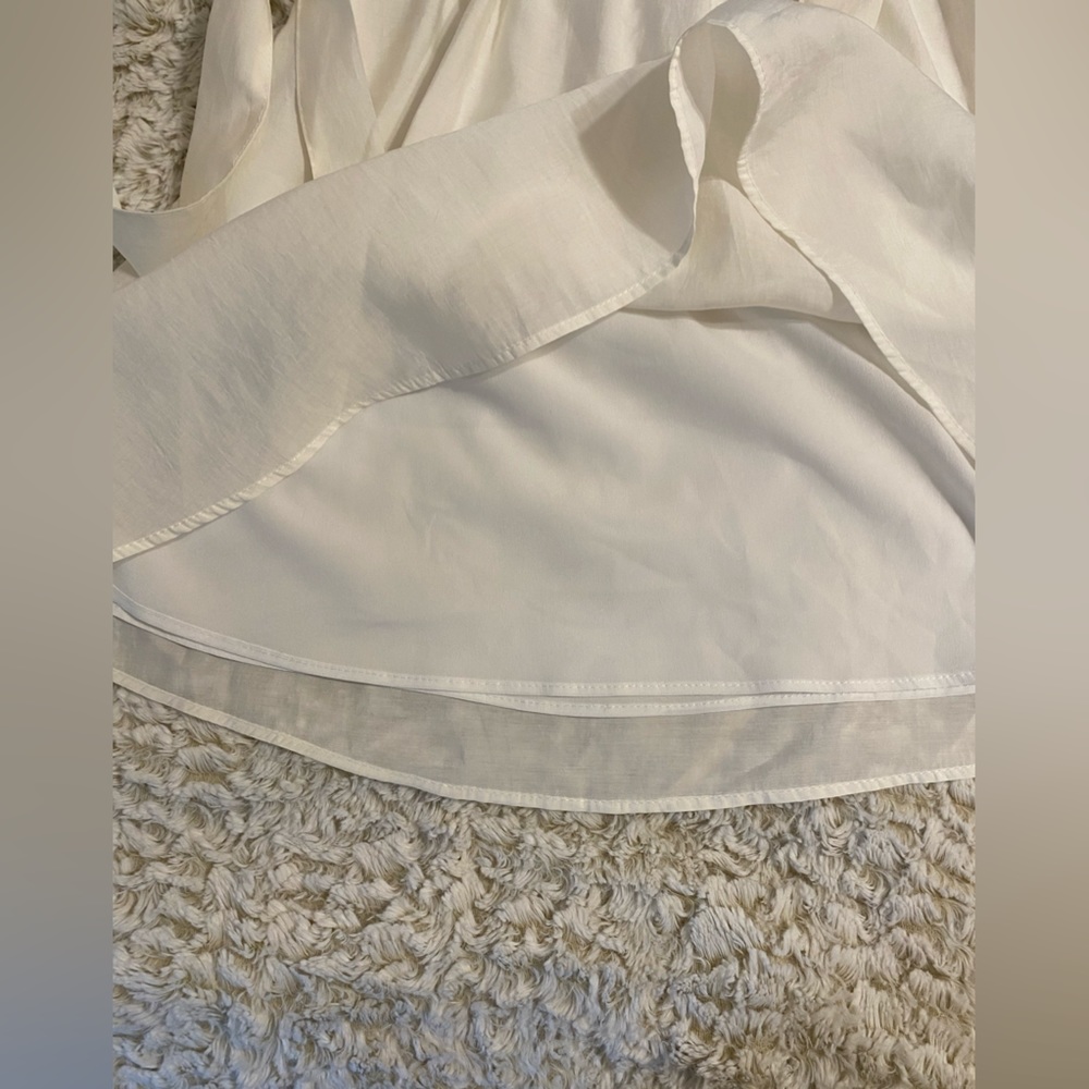 ZARA White Cross Over Mini Dress with Bow Detail on Waist - Picture 4 of 7